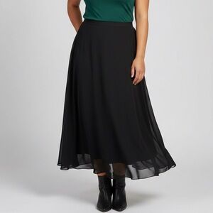 Sarah Jane Flowy Basic Black Maxi Skirt Women’s Plus Size 1X XL
